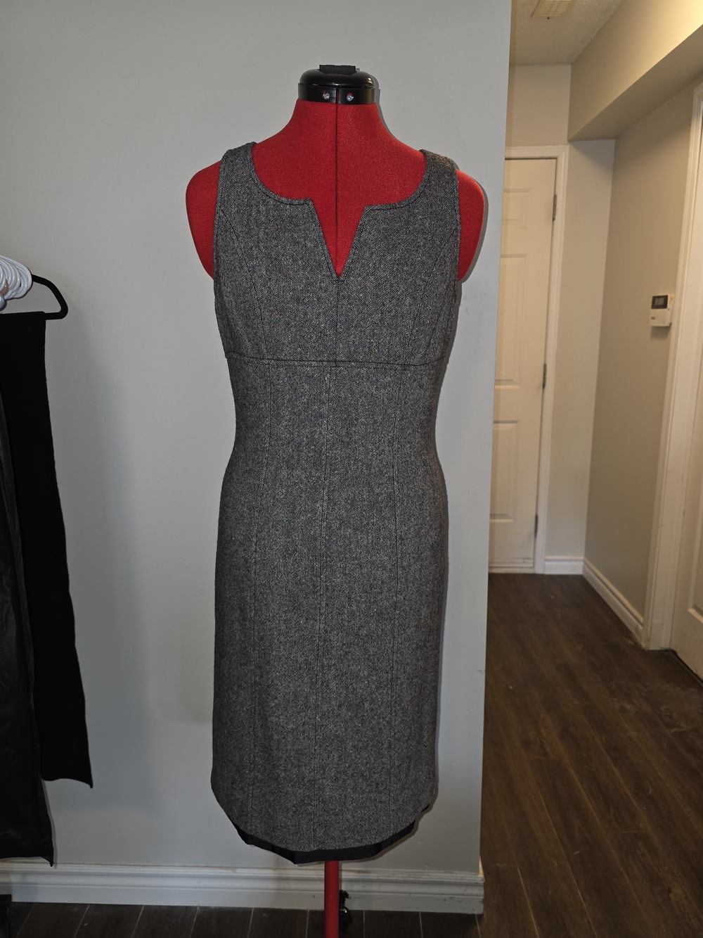 Vintage Smart Set Sleeveless Grey Midi Tweed Sheath Tailored Office Dress
